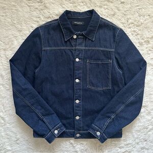Frankie Morello Milan Men’s Denim Jacket Button Up Lined Dark Wash Classic Sz M